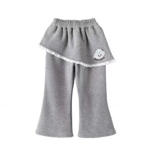 Gray Ruffle Hem Pants